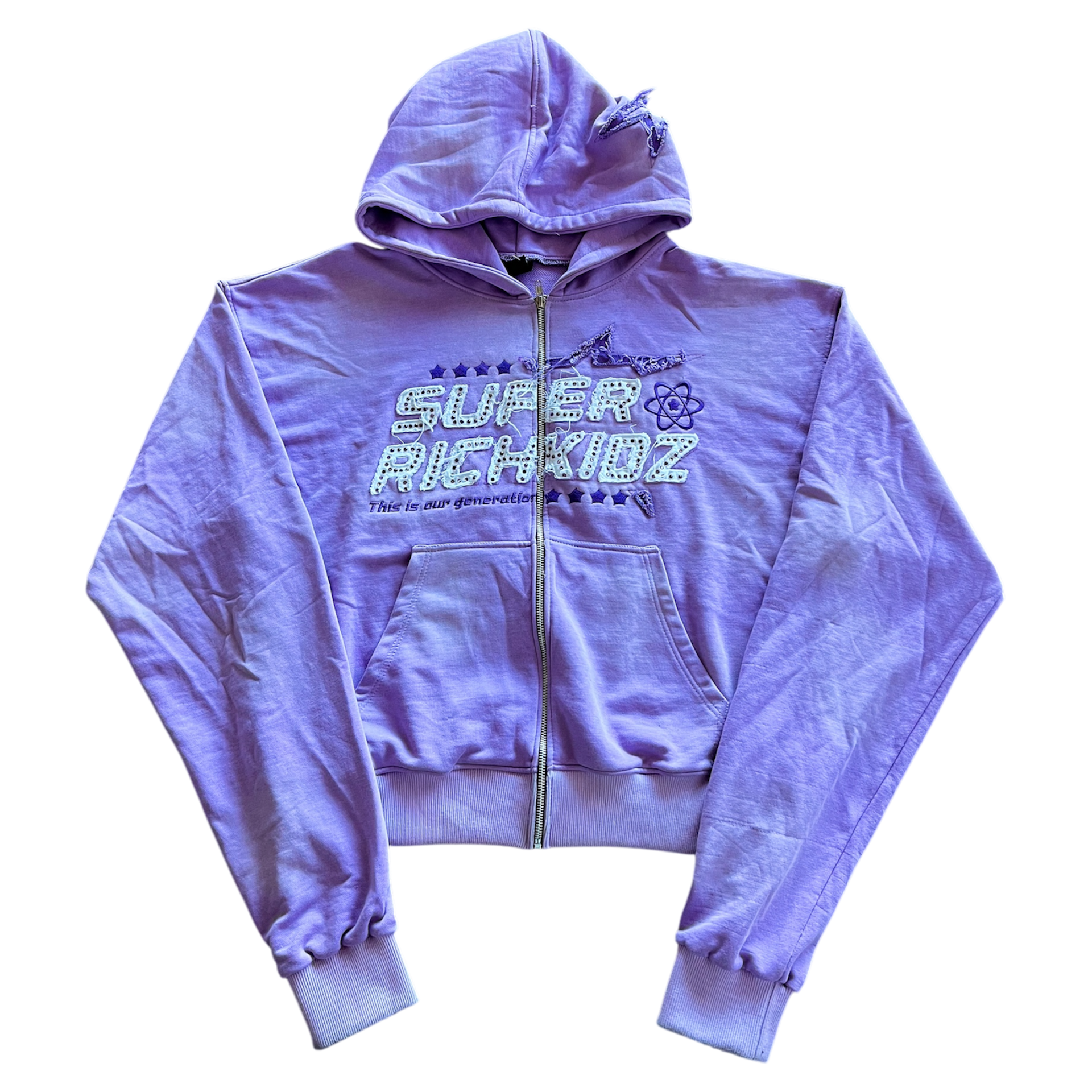 SUPERRICHKID V4 CROPPED PURPLE HOODIE