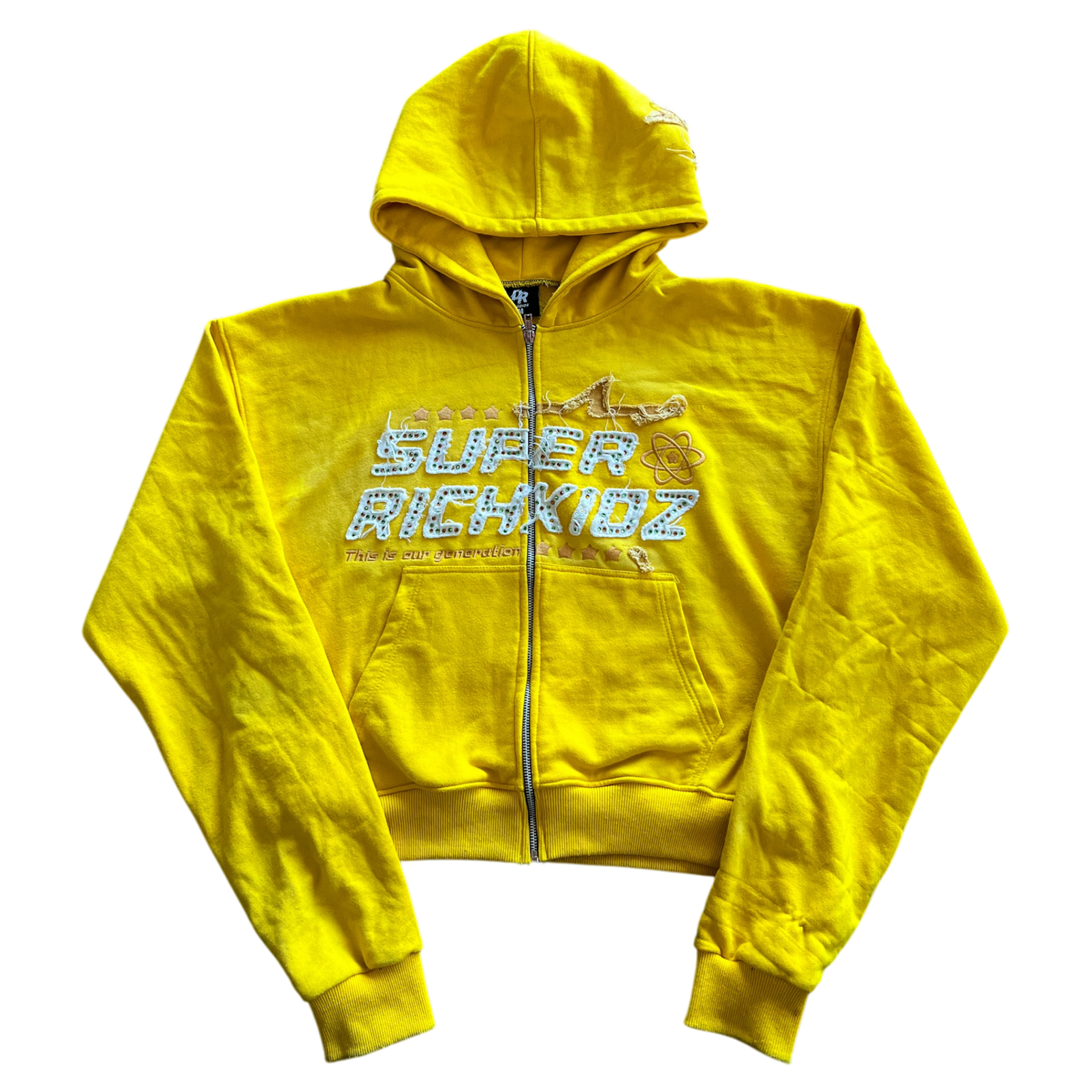 SUPERRICHKID V4 CROPPED YELLOW HOODIE